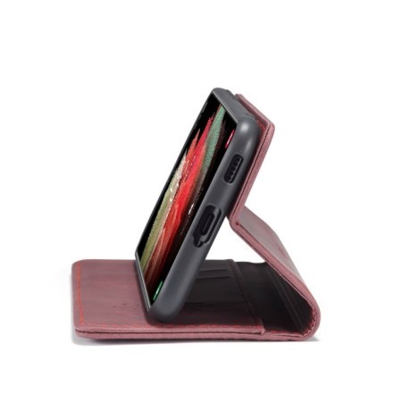 Чехол-книжка CaseMe-013 Multifunctional на Samsung Galaxy S21 Ultra - винно-красный
