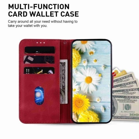Чехол-книжка Lily Embossed Leather для Infinix Hot 50i / Smart 9 - красный