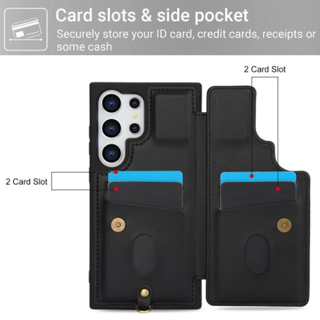 Чохол Crossbody Flower Pattern Leather  для Samsung Galaxy S25 Ultra 5G - чорний