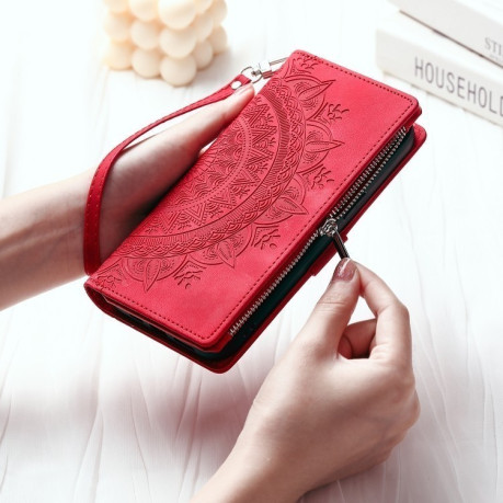 Чехол-книжка Multi-Card Totem Zipper Leather для Samsung Galaxy A36 - красный