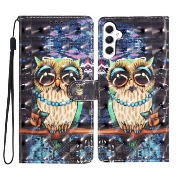 Чехол-книжка 3D Painting для Samsung Galaxy A56 5G - Big-eyed owl