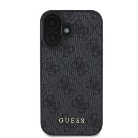 Оригинальный чехол Guess Metal Gold Logo для iPhone 16 - Black