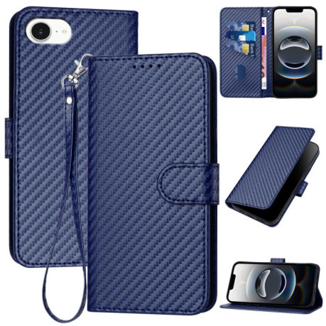 Чохол-книжка Carbon Fiber Texture на iPhone 16e YX0070 - синій