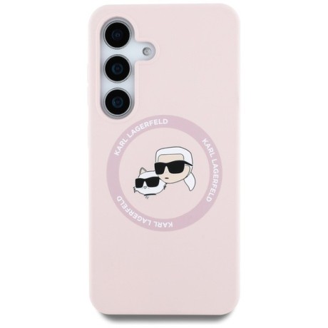Оригінальний чохол Karl Lagerfeld Silicone Double Heads And Circle MagSafe для Samsung Galaxy S25 Plus - Pink