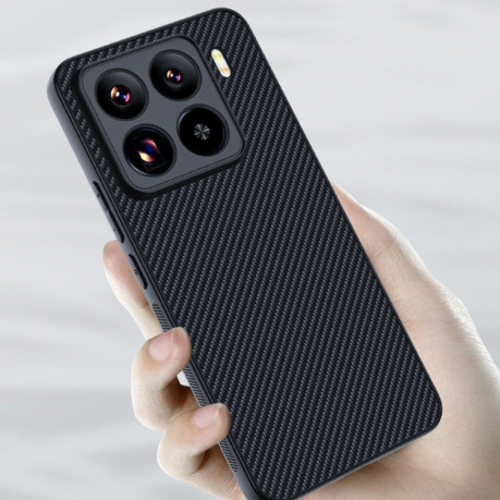 Противоударный чехол Carbon Fiber Texture Printing для Xiaomi 15 5G - золотой