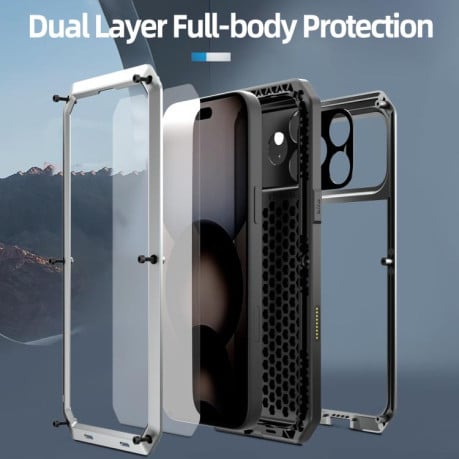 Противоударный чехол RedPepper Triple-proof Metal на iPhone 17 Pro - серебристый