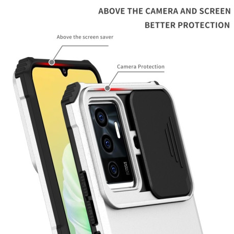Протиударний чохол Stereoscopic Holder Sliding для Vivo V23e/S10e 5G - білий