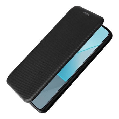 Чехол-книжка Carbon Fiber Texture на Xiaomi Redmi Note 13 Pro 5G/Poco X6 5G - черный