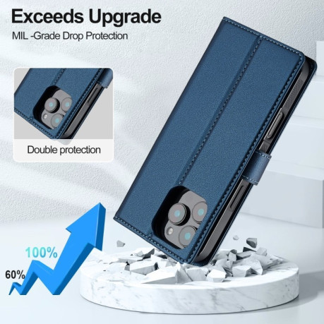 Чехол-книжка LCIMEEKE L2 Series Detachable Magsafe для iPhone 16 Pro - синий