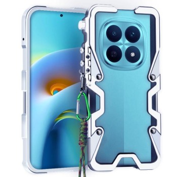 Противоударный чехол Trigger Design Hollow Metal Frame для Xiaomi Poco M8 5G — серебристый