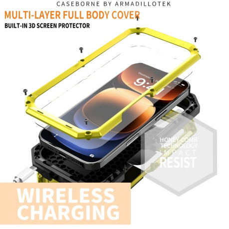 Противоударный чехол R-JUST Sliding для iPhone 16 Pro Max - желтый