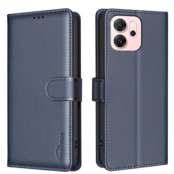 Чехол-книжка Litchi Texture RFID Anti-theft Leather на OPPO Reno 14F/FS - синий