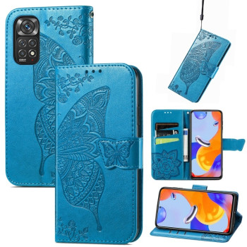 Чохол-книжка Butterfly Love Flower Embossed Xiaomi Redmi Note 12 Pro 4G/11 Pro Global(4G/5G)/11E Pro - синій