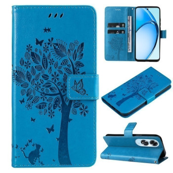 Чохол-книжка Tree &amp; Cat Embossed Pattern для OPPO A60 4G - синій
