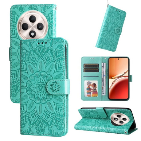 Чехол-книжка Embossed Sunflower для OPPO Reno12 F/12 FS- зеленый