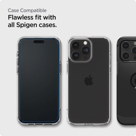 Комплект захисного скла Spigen Alm Glass Fc для iPhone 15 Pro - Black
