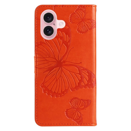 Чехол-книжка Embossed Butterfly для iPhone 16 - оранжевый