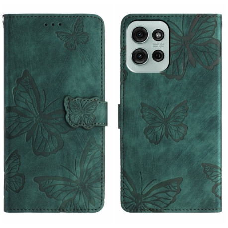 Чохол-книжка Embossed Butterfly для Motorola Moto G75 - зелений