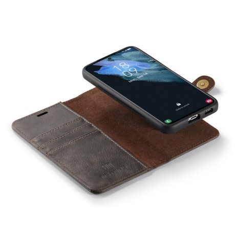 Кожаный чехол-книжка DG.MING Crazy Horse Texture на Samsung Galaxy S22 5G - серый