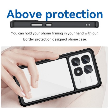 Противоударный чехол  Colorful Acrylic Series с цветной силиконовой боковиной на Xiaomi 14T Pro - черный