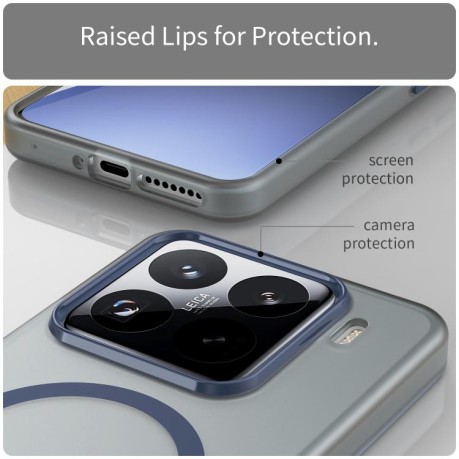 Противоударный чехол MagSafe Frosted Translucent TPU + PC для Xiaomi 15 Pro - синий