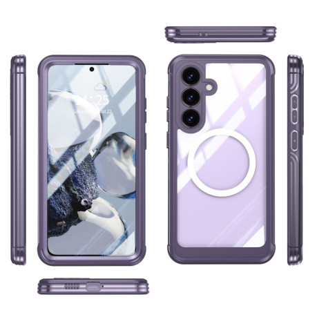 Протиударний скляний чохол Tempered Glass MagSafe  для Samsung Galaxy S25+ 5G - фіолетовий