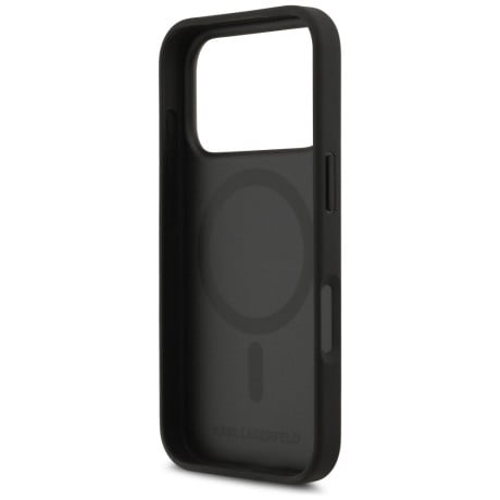 Оригінальний чохол Karl Lagerfeld Grained Pattern&amp;Logo з MagSafe на iPhone 17 Pro - Black