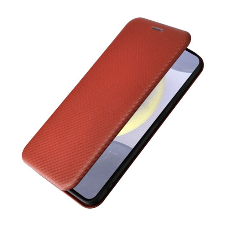 Чохол-книжка Carbon Fiber Texture  для Samsung Galaxy S25 5G - коричневий