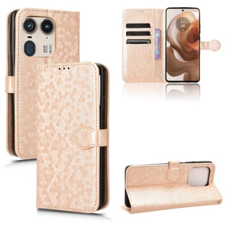 Чехол-книжка Honeycomb Dot для Motorola Edge 50 Ultra - золотой
