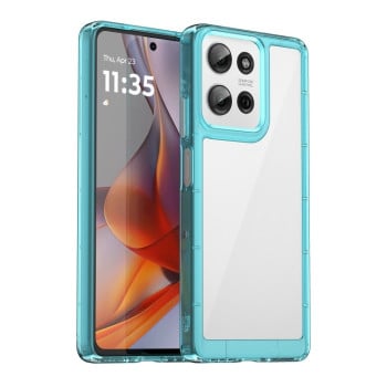 Протиударний чохол Colorful Acrylic Series із кольоровою силіконовою боковиною на Motorola Moto G75 5G - синій