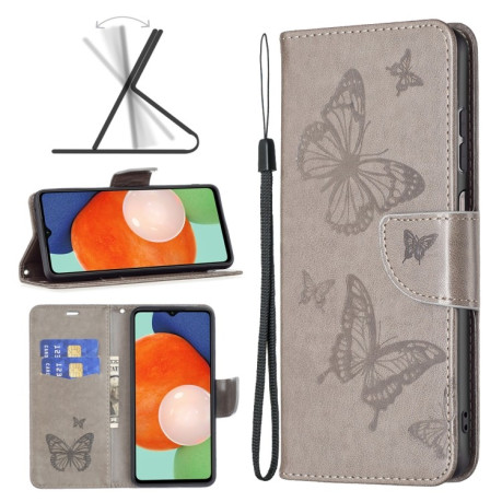 Чехол-книжка Butterflies Pattern для Samsung Galaxy A13 4G - серый