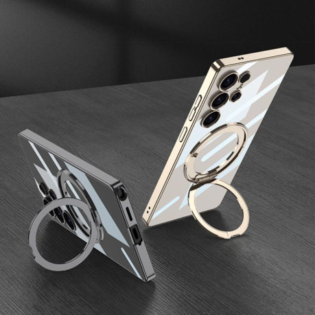 Протиударний чохол GKK PC Phone Case with Magnetic Rotating Holder, No Included Pen для Samsung Galaxy S25 Ultra 5G - сріблястий