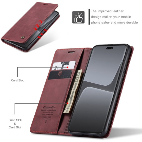 Шкіряний чохол CaseMe-013 Multifunctional на Xiaomi 13 Lite - винно-червоний