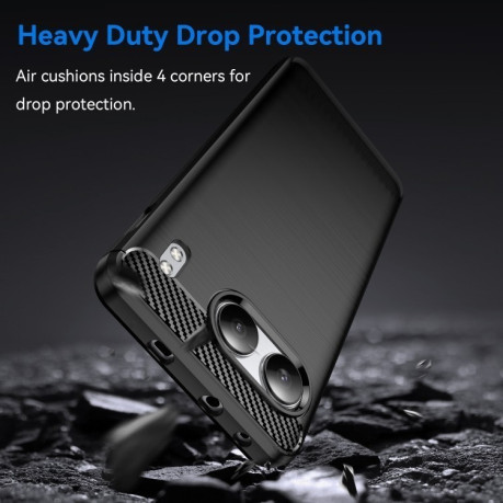 Протиударний чохол Brushed Texture Carbon Fiber на OnePlus Nord 4 - чорний