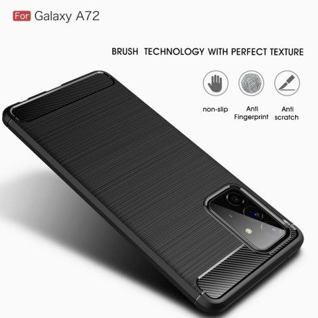 Чехол Brushed Texture Carbon Fiber на Samsung Galaxy A72 - красный