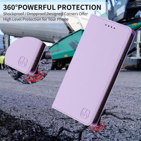 Чехол-книжка RC01 Dual-Folded Magnetic Suction RFID на Xiaomi Redmi 15 5G / 4G EU 171mm - фиолетовый
