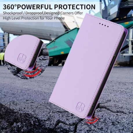 Чехол-книжка RC01 Dual-Folded Magnetic Suction RFID для Redmi Note 15 Pro 5G Global 163.6mm — светло-фиолетовый