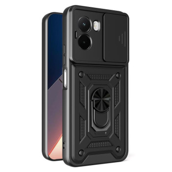 Противоударный чехол Sliding Camshield на Xiaomi Poco M7 4G 169mm - черный