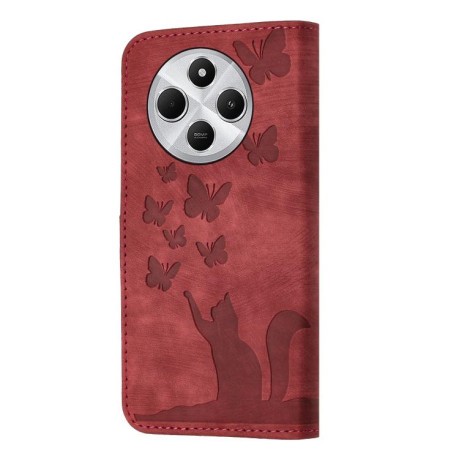 Чохол-книжка Cat Embossing Pattern на Xiaomi Redmi A4 5G - червоний