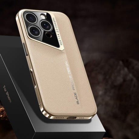 Протиударний чохол J-20 Leather Skyline Design Full Coverage на iPhone 16 Pro Max - золотий