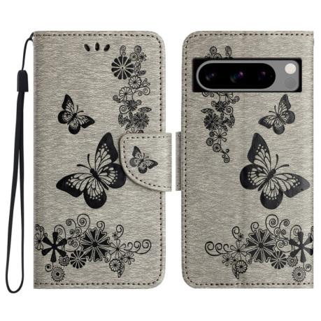 Чехол-книжка Embossed Butterfly для Google Pixel 8 Pro - серый