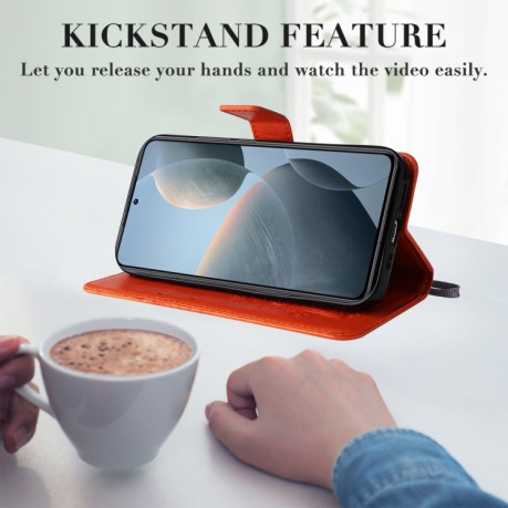Чохол-книжка Embossed Butterfly для Xiaomi 14T - помаранчевий