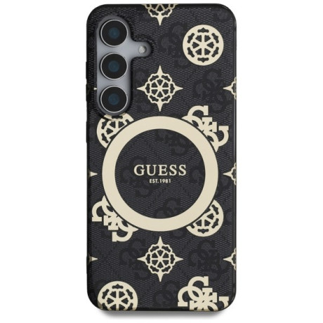Оригінальний чохол Guess IML Peony On 4G Background MagSafe для Samsung Galaxy S25 - black