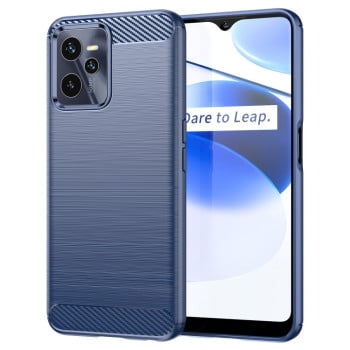 Чохол Brushed Texture Carbon Fiber на Realme C35 - синій