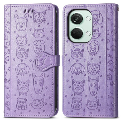 Чехол-книжка Cat and Dog для OnePlus Nord 3 - фиолетовый