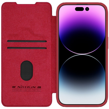 Кожаный чехол-книжка Nillkin Qin Series для iPhone 15 Pro Max - красный