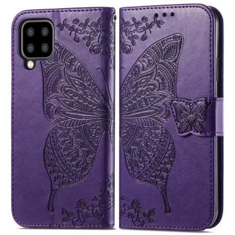 Чохол-книжка Butterfly Love Flower Embossed Samsung Galaxy M32/A22 4G - фіолетовий