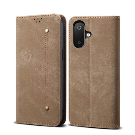 Чехол книжка Denim Texture Casual Style на Samsung Galaxy M06 5G - хаки