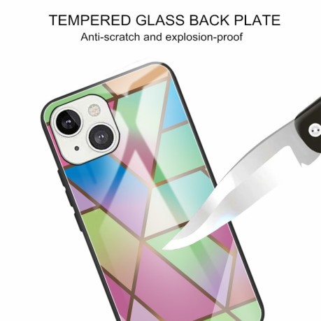 Противоударный стеклянный чехол Marble Pattern Glass на iPhone 14/13 - Rhombus Gradient