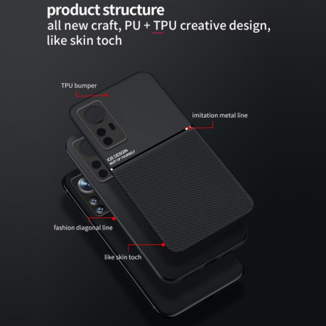 Противоударный чехол Tilt Strip Grain на Xiaomi 12 - черный